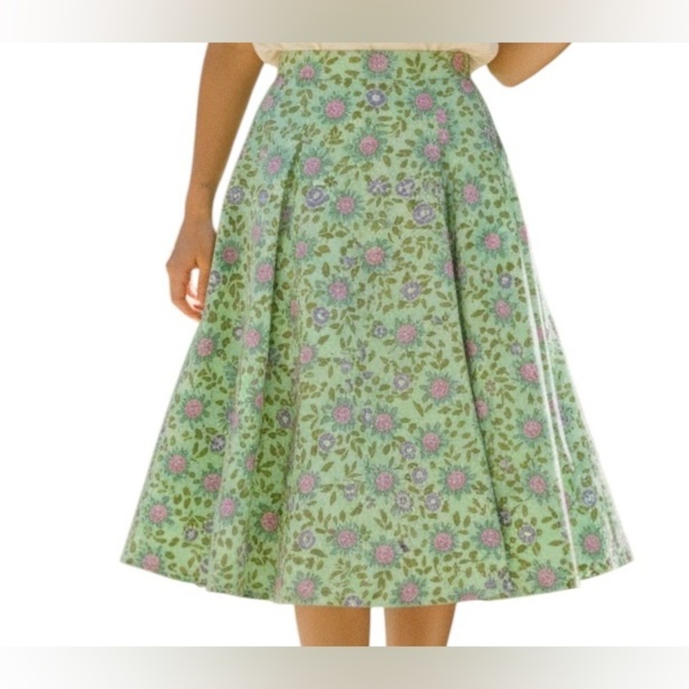 Garnet Hill Cotton Skirt A-line Floral print Lined Women Size 8 Feminine Spring - Picture 11 of 11